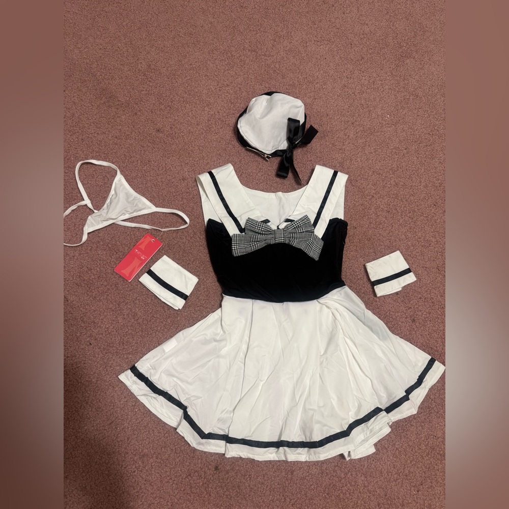 New small sailor dress costume lingerie Lolita emo alt goth mini festival set